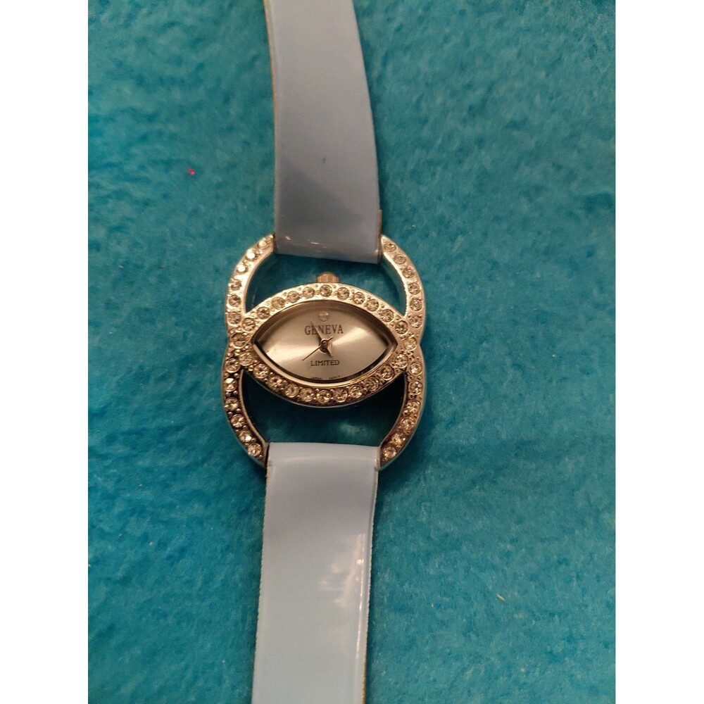 New Geneva Limited Light Blue Double C Rhinestone Watch
